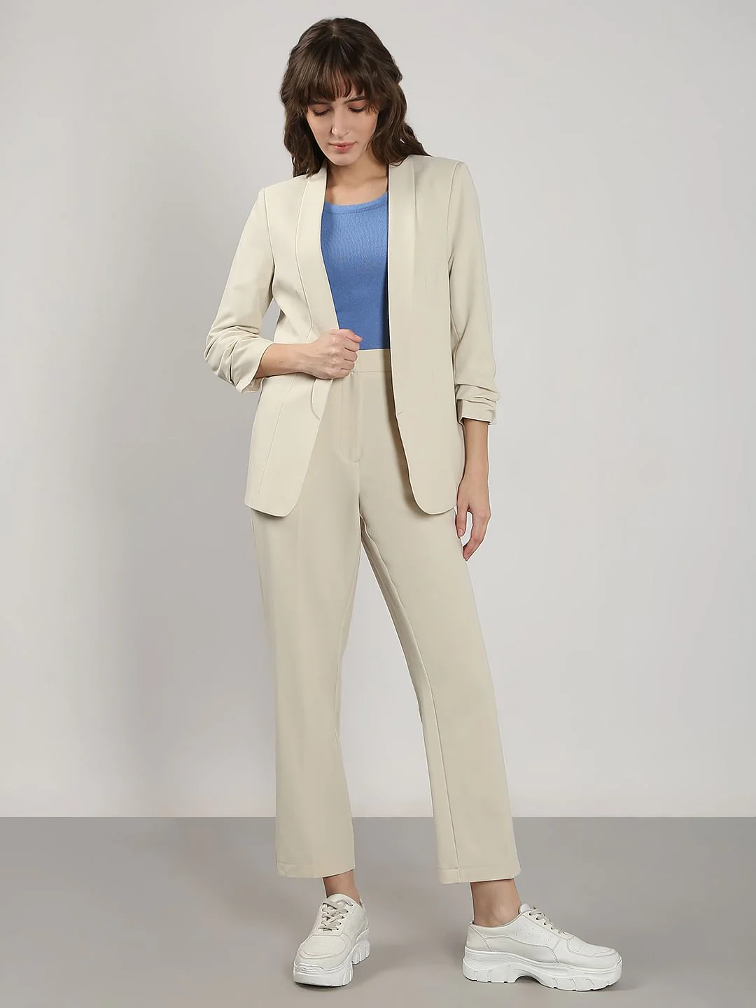 Beige Longline Tailored Blazer - Image 5