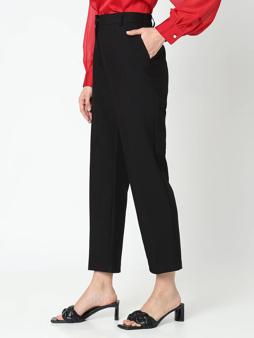 Black Ankle Length Co-Ord Set Trousers - Image 3