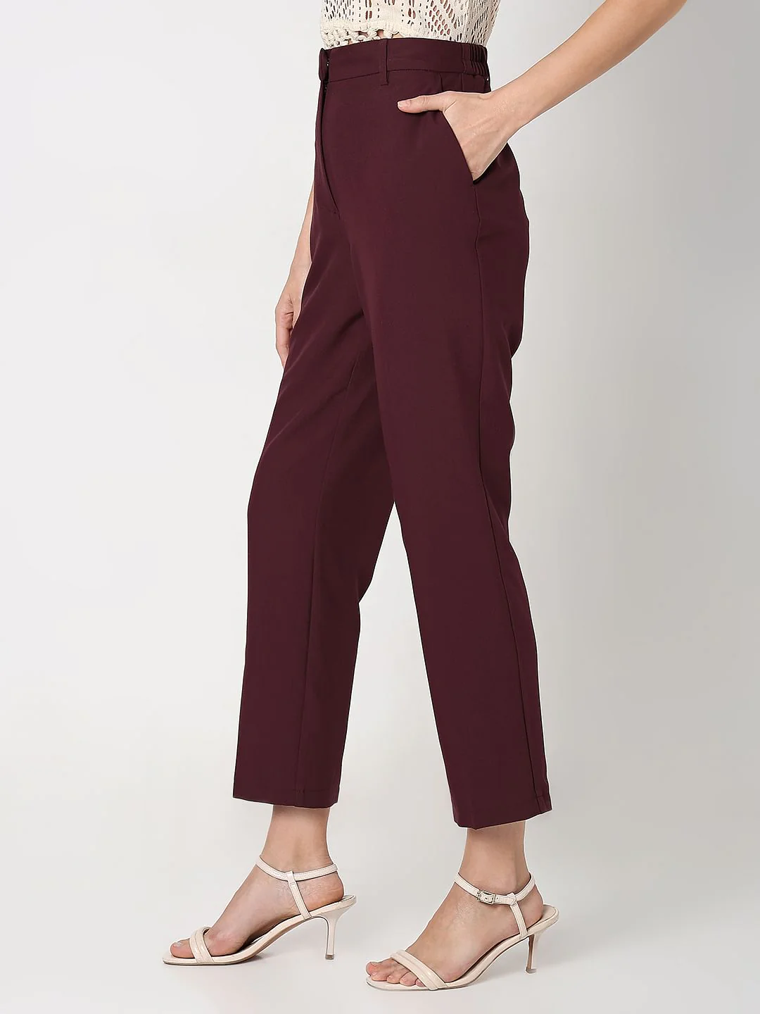 Maroon Ankle Length Co-Ord Set Trousers - Image 3