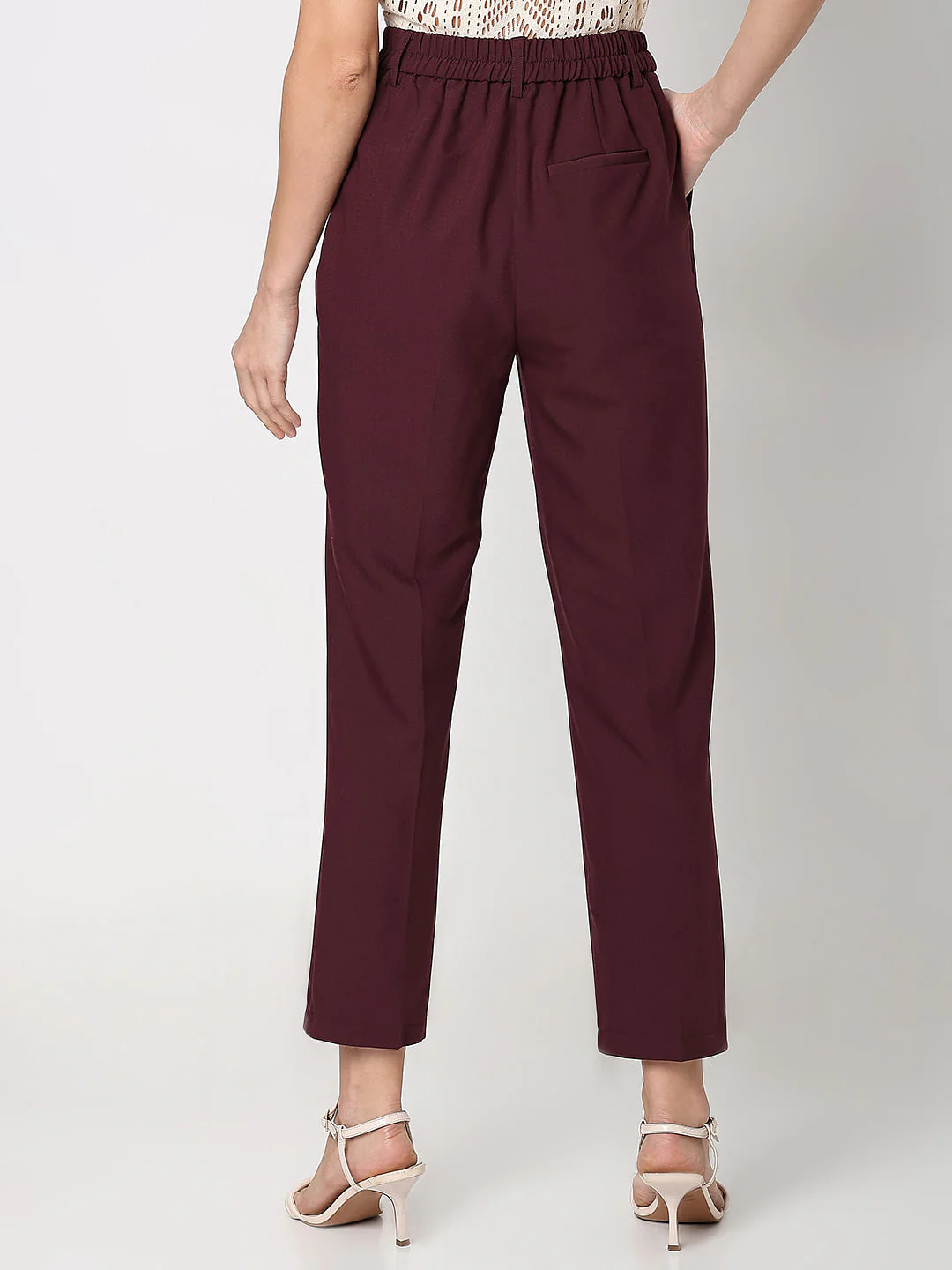 Maroon Ankle Length Co-Ord Set Trousers - Image 4