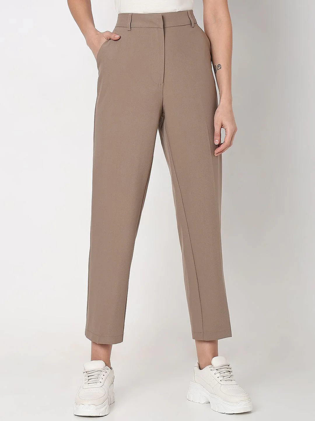 Brown High Rise Tailored Pants - Image 2