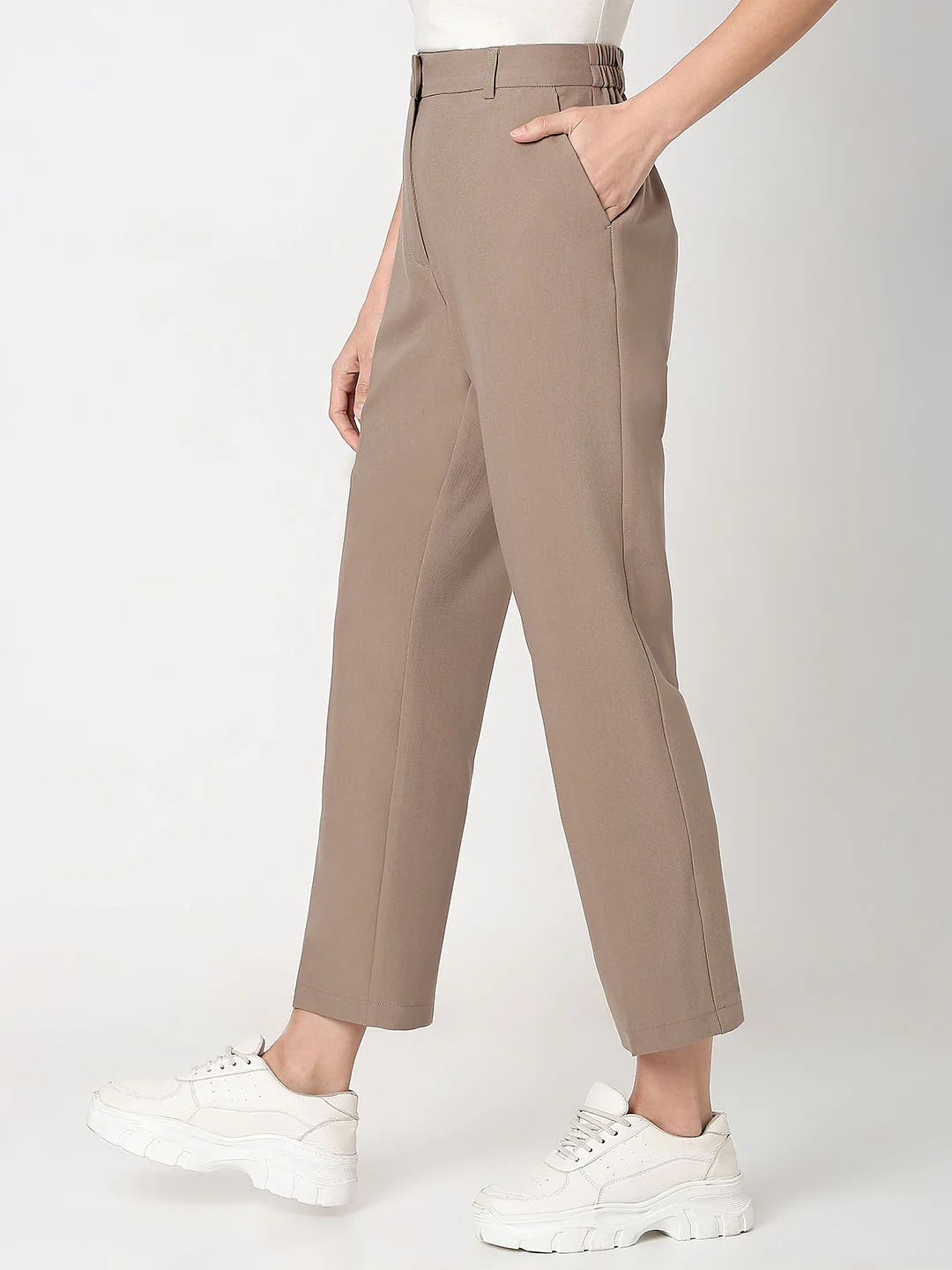 Brown High Rise Tailored Pants - Image 3