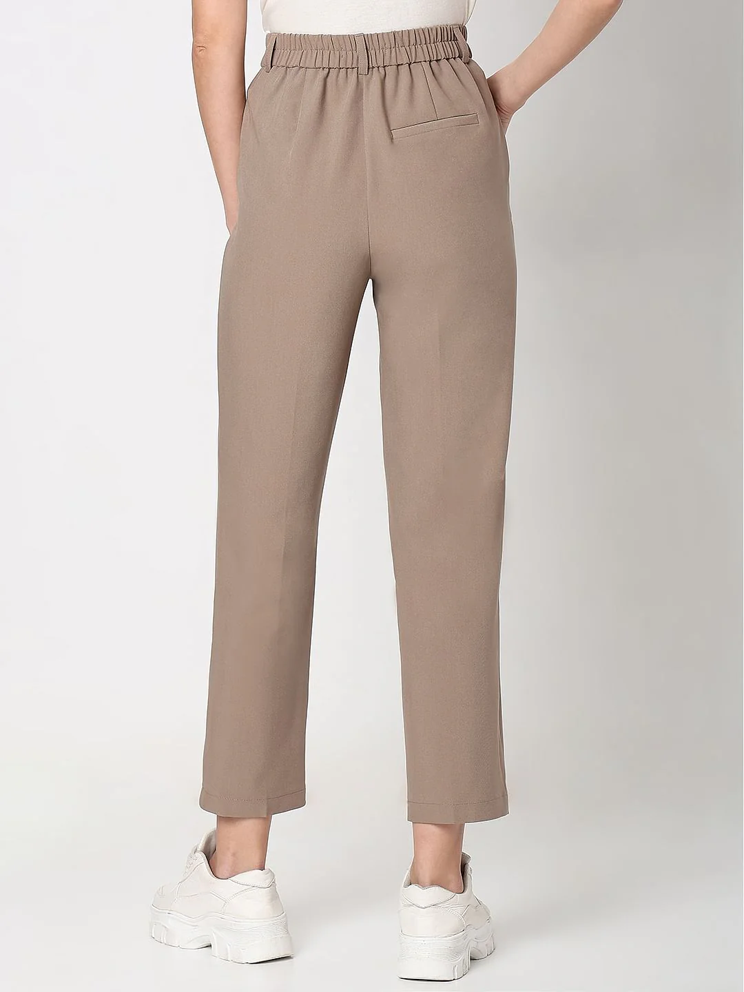 Brown High Rise Tailored Pants - Image 4