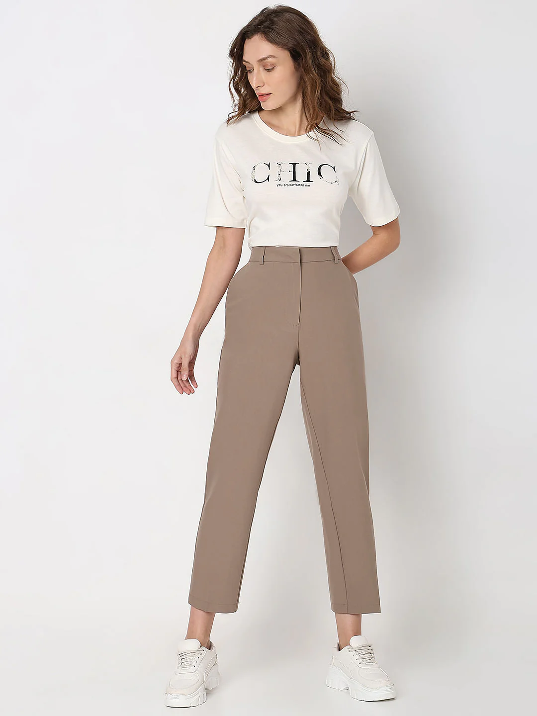 Brown High Rise Tailored Pants - Image 5