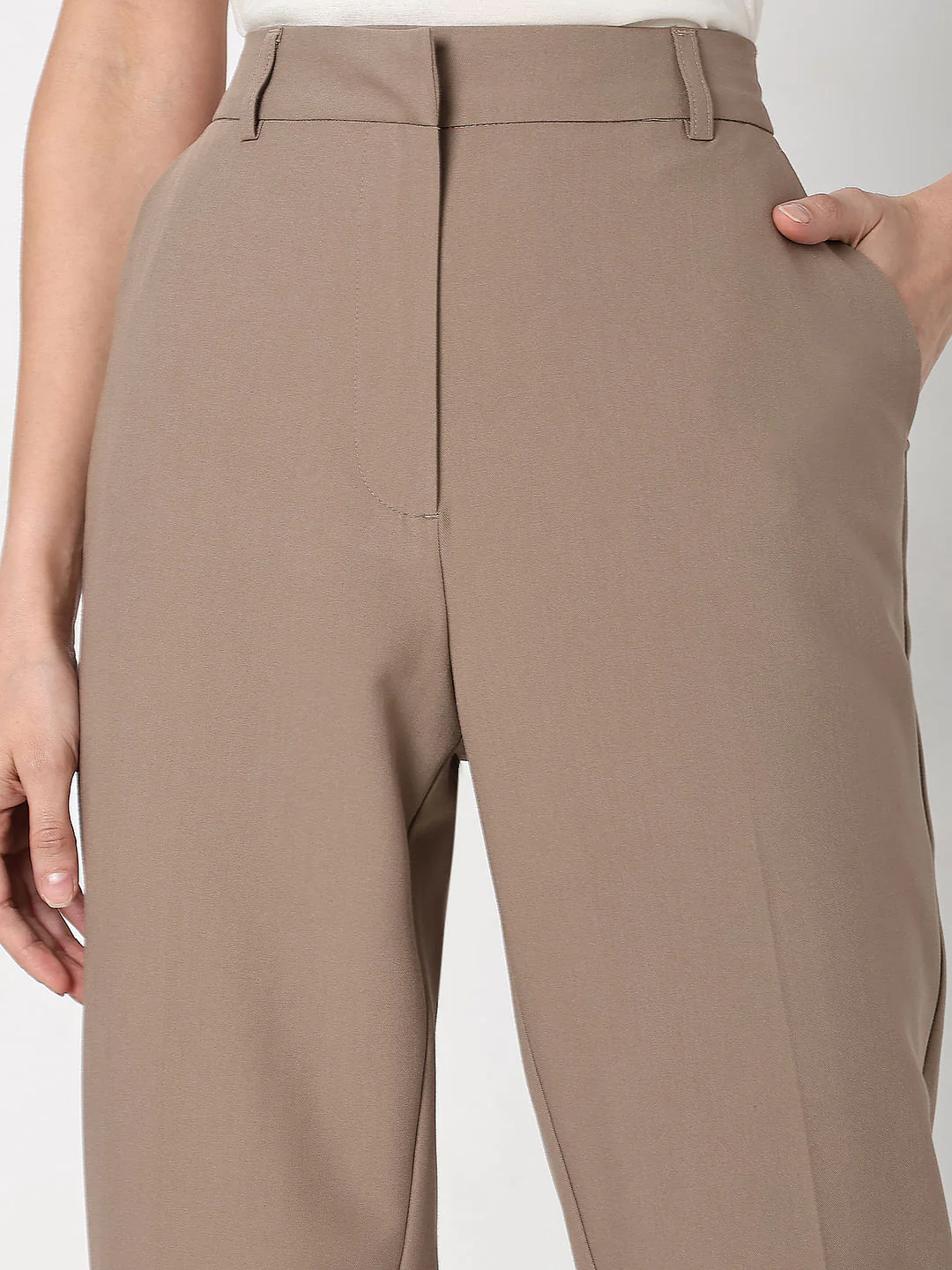 Brown High Rise Tailored Pants - Image 6