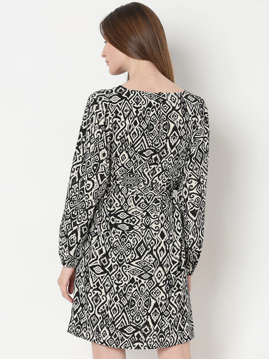 Black Printed Fit & Flare Dress - Image 4