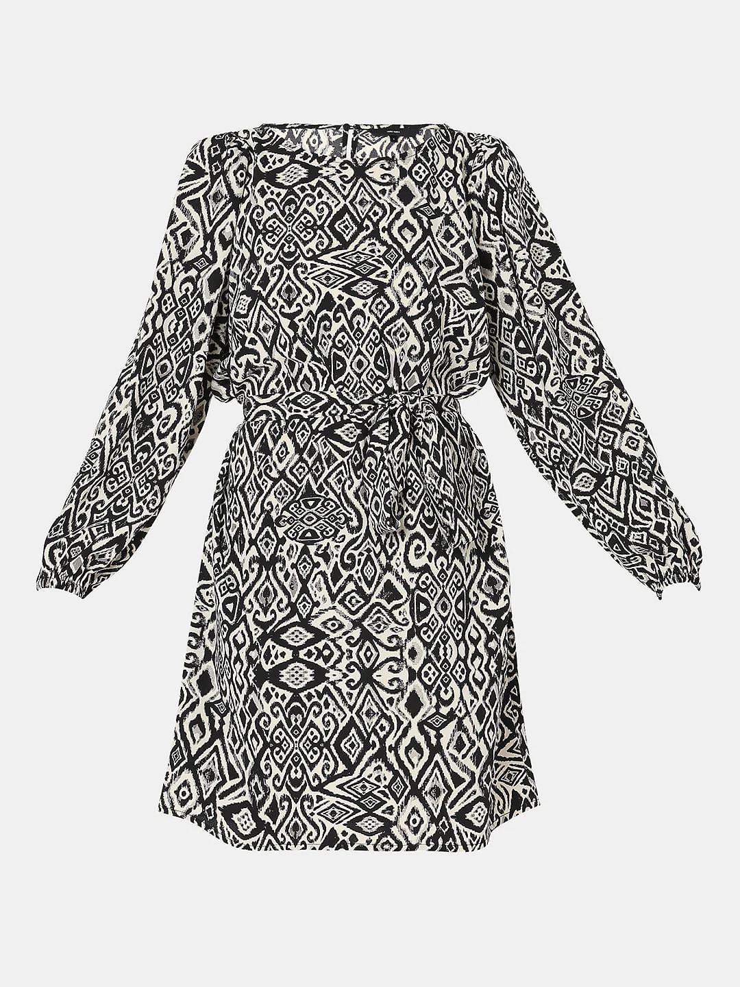 Black Printed Fit & Flare Dress - Image 7