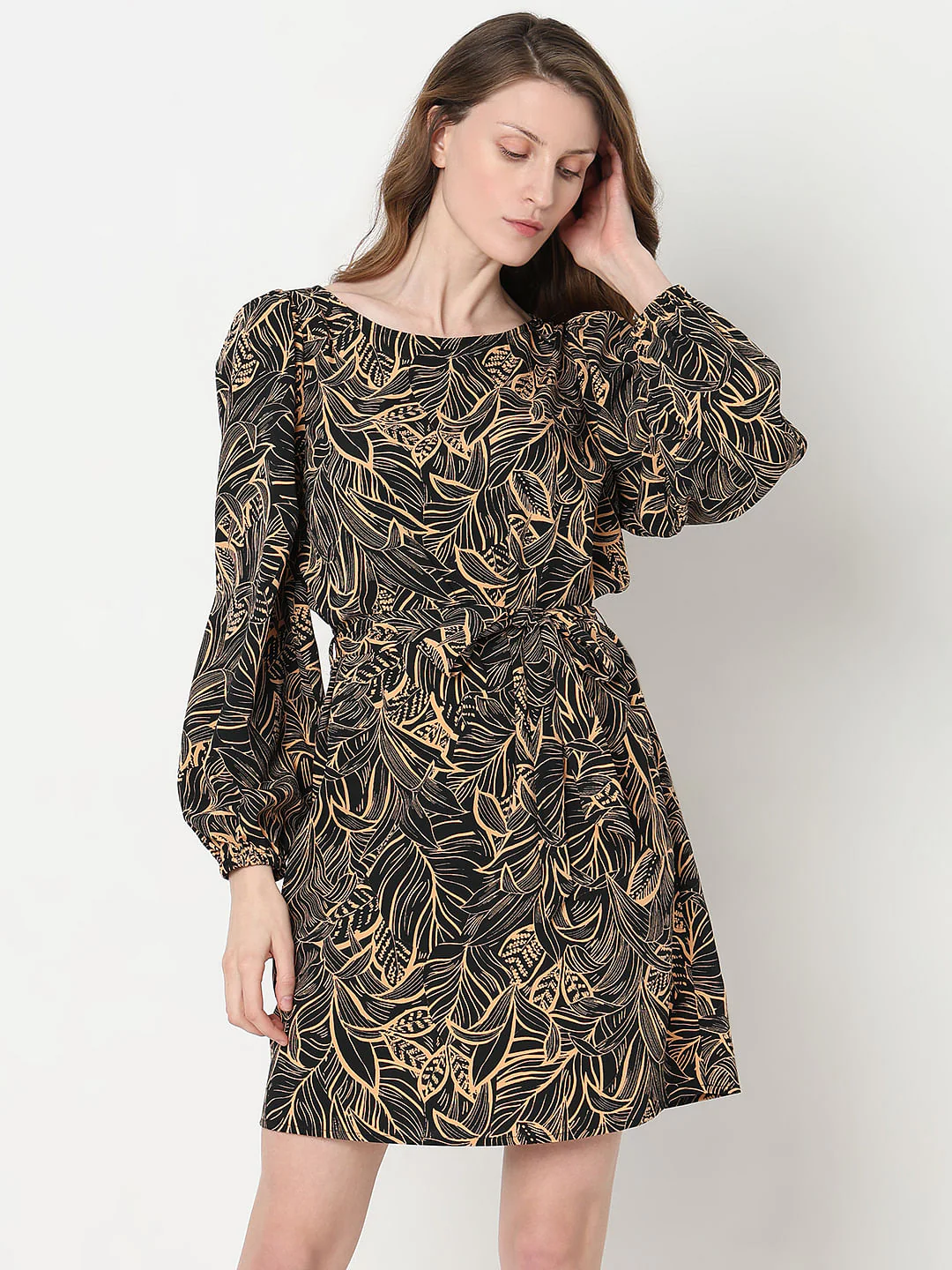Black Printed Fit & Flare Dress - Image 2