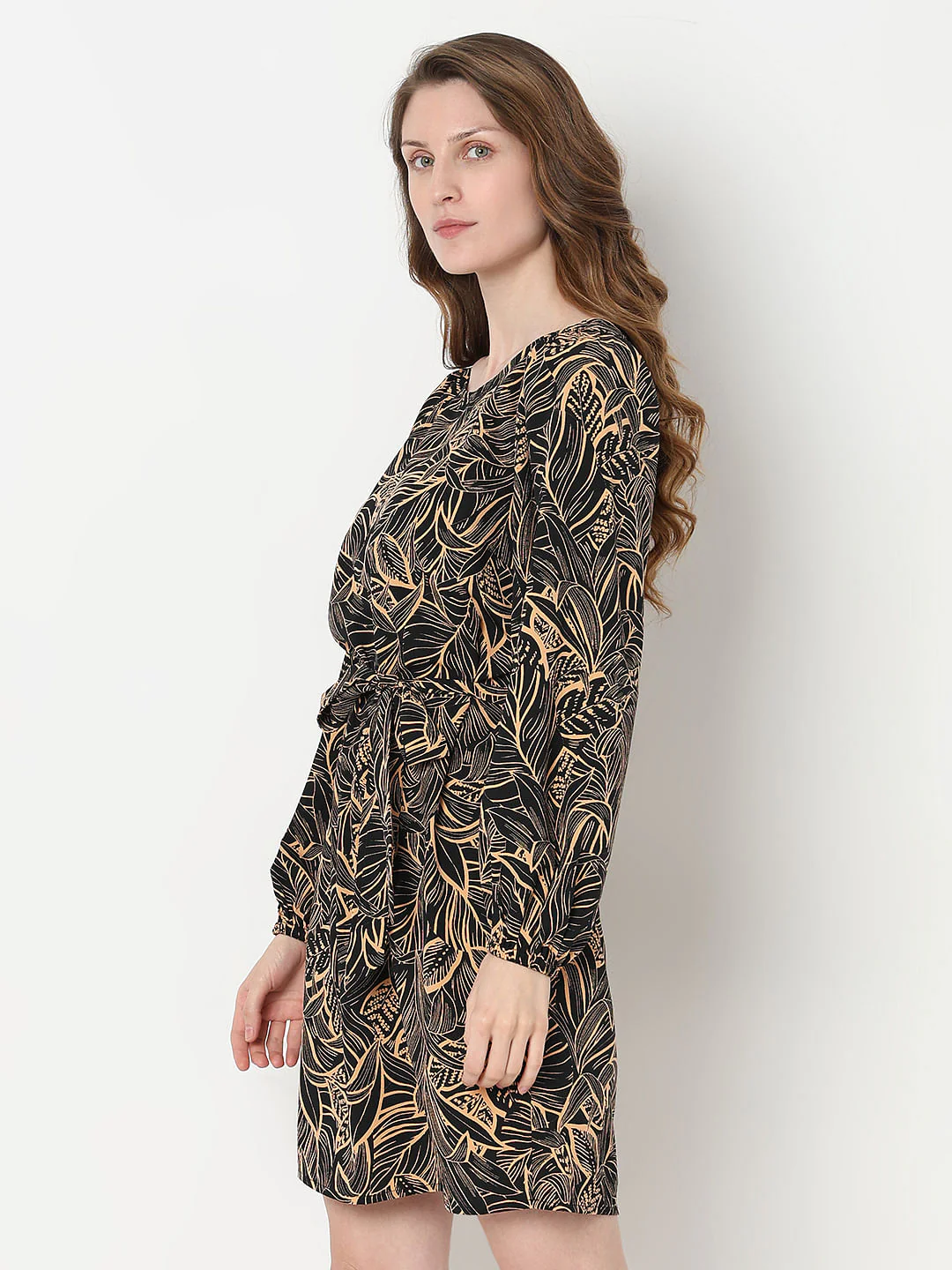 Black Printed Fit & Flare Dress - Image 3