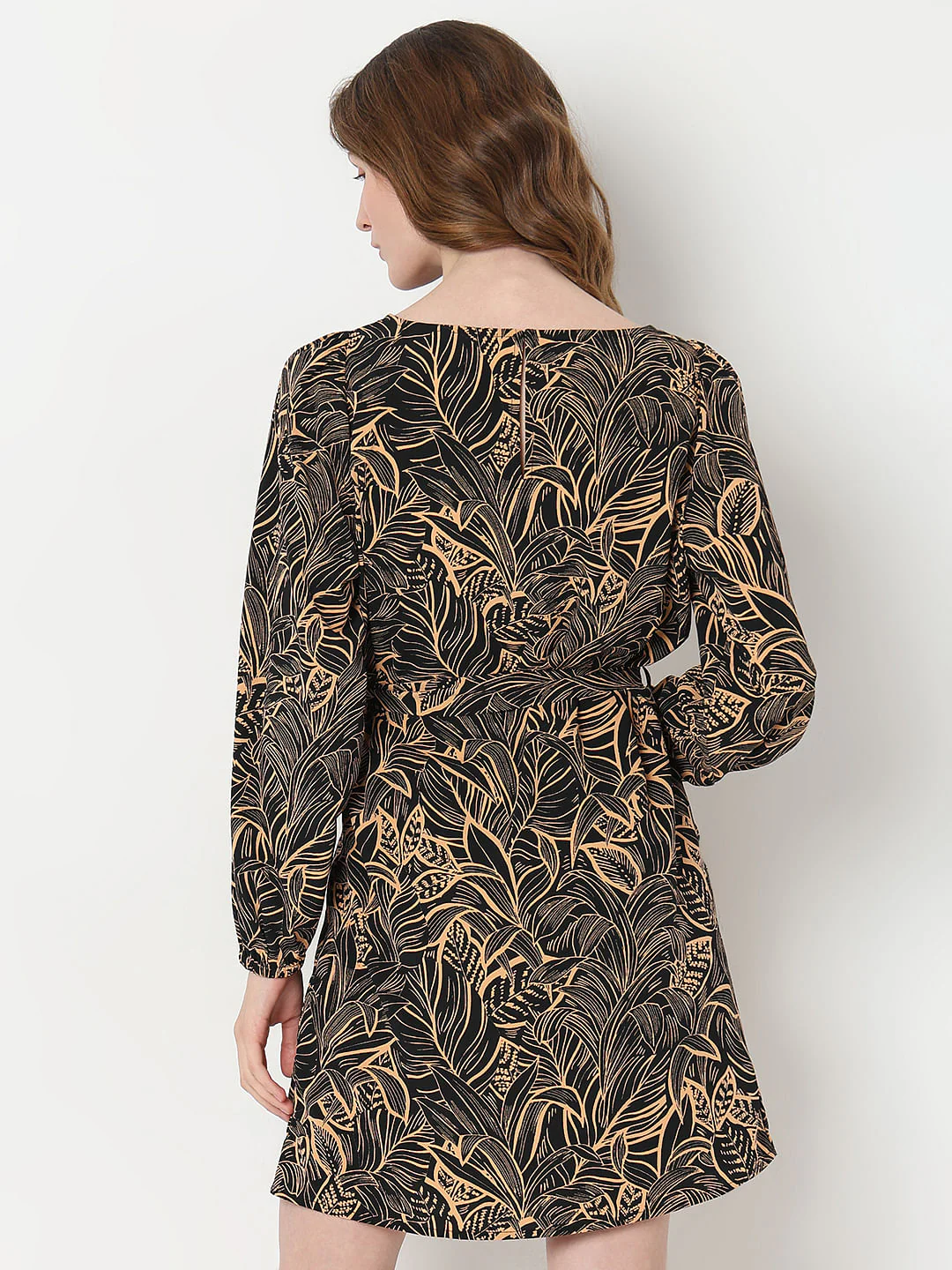 Black Printed Fit & Flare Dress - Image 4