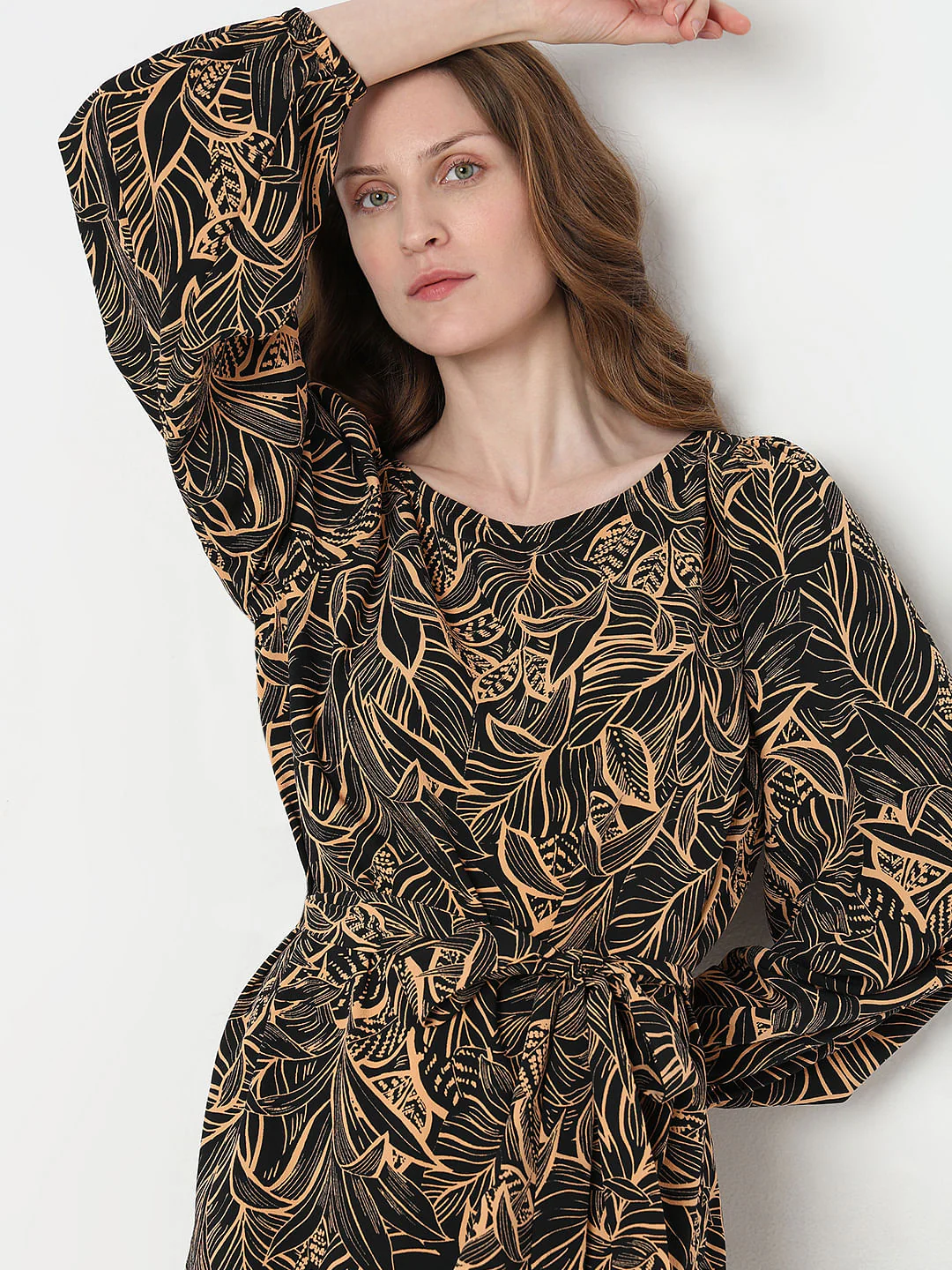 Black Printed Fit & Flare Dress - Image 6