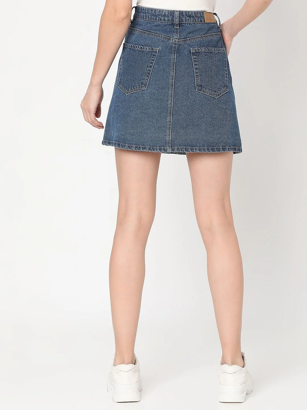 Blue Mid Rise Denim Skirt - Image 4