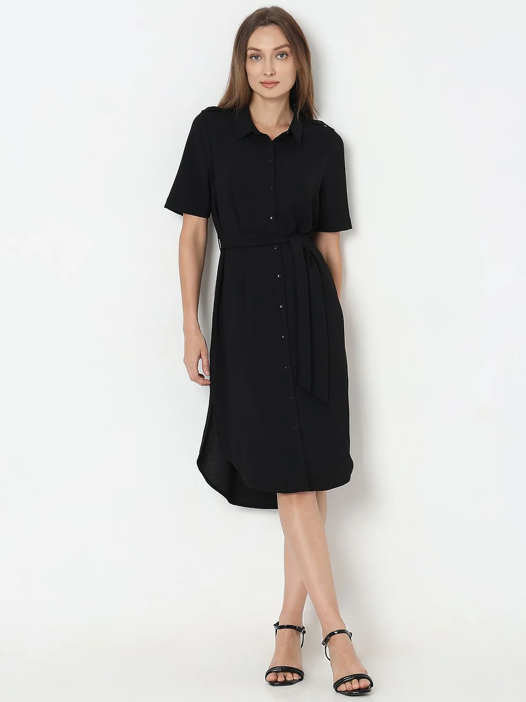 Black Shirt Dress - Image 2