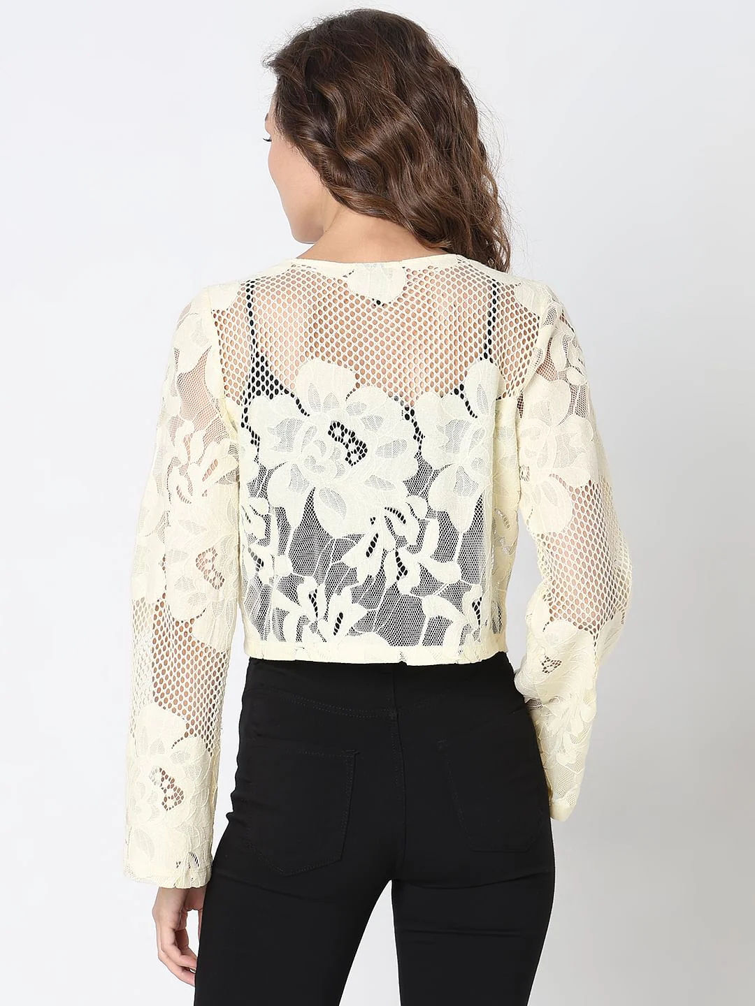 Light Yellow Lace Cardigan - Image 4