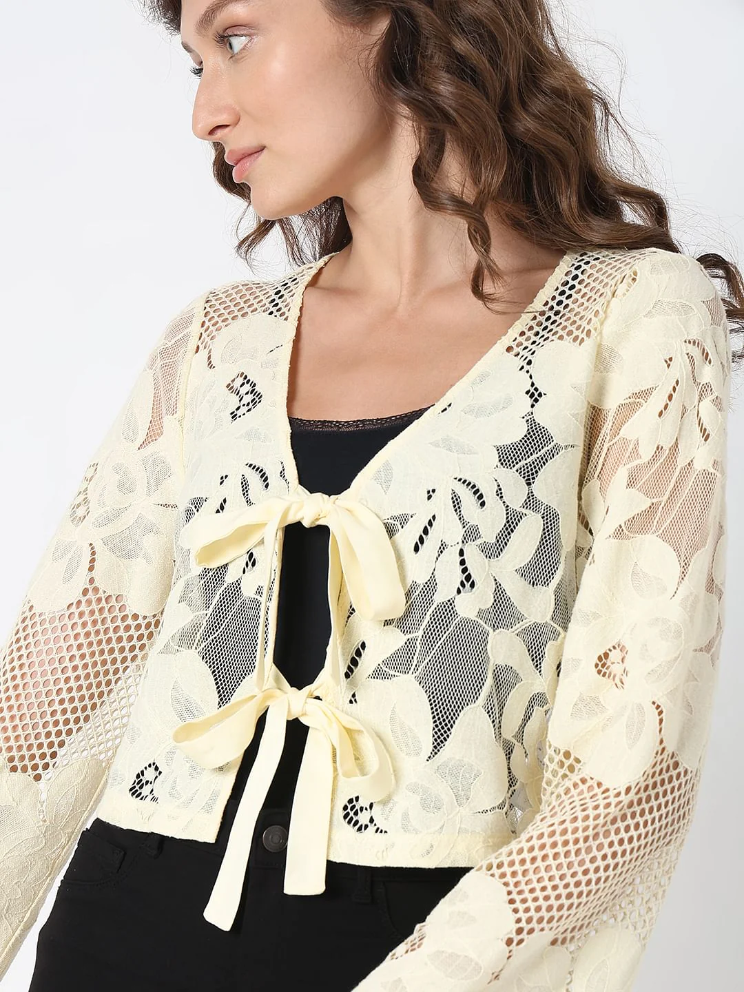 Light Yellow Lace Cardigan - Image 6