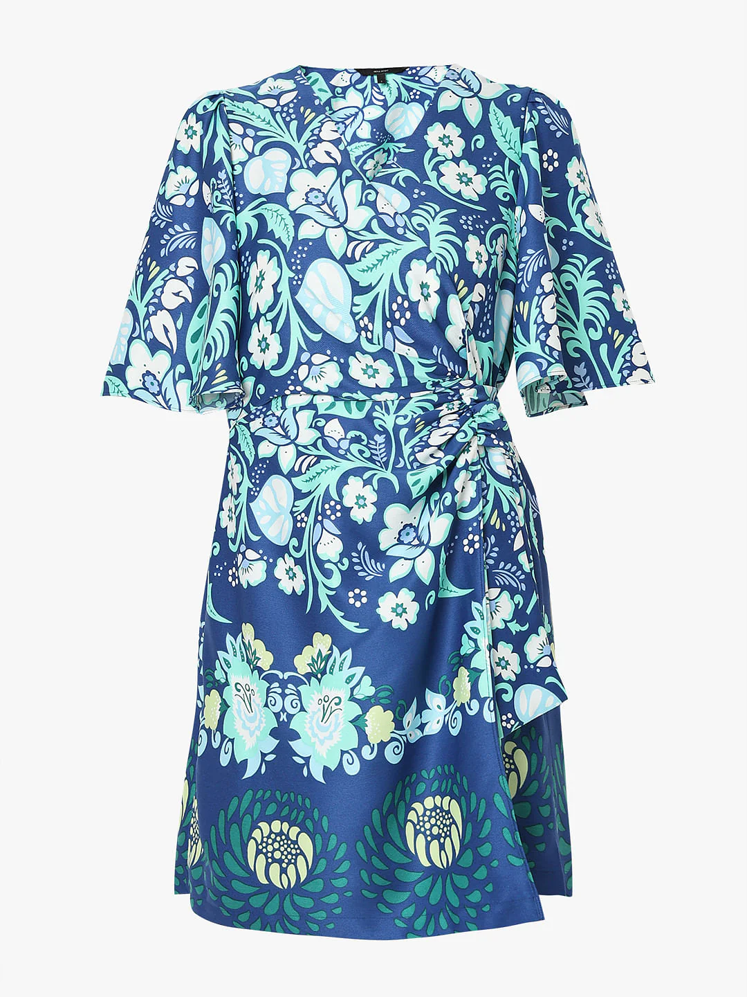 Blue Floral Print Fit & Flare Dress - Image 7
