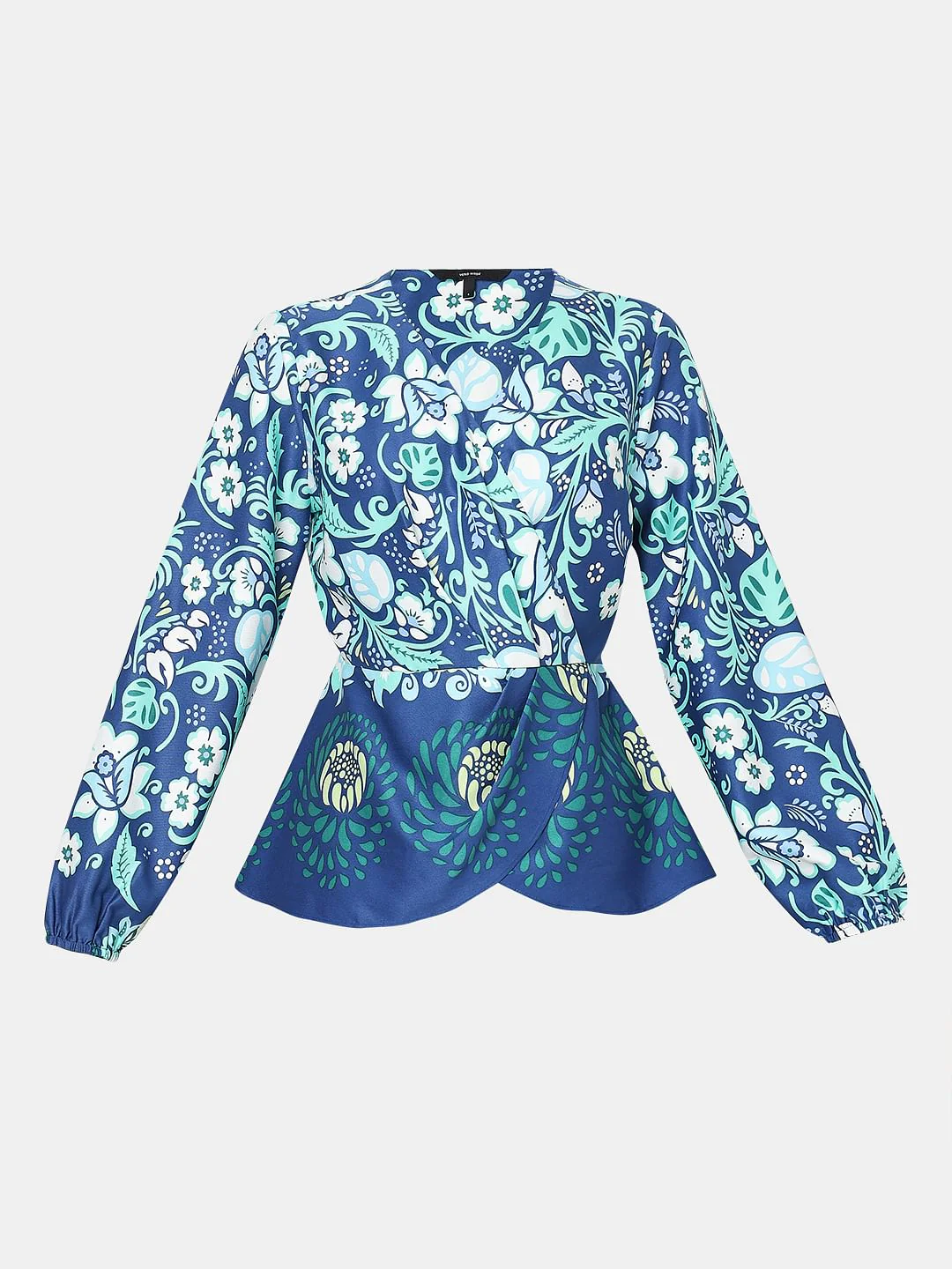 Blue Printed Wrap Top - Image 7
