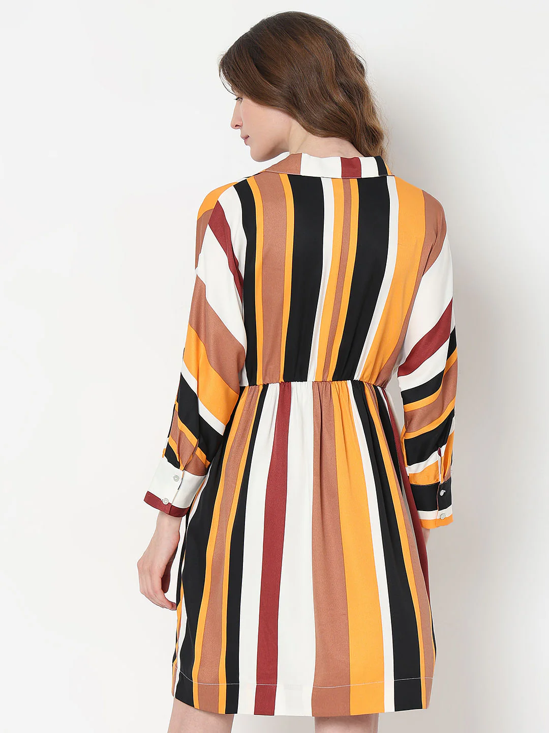White Striped Mock Wrap Dress - Image 4