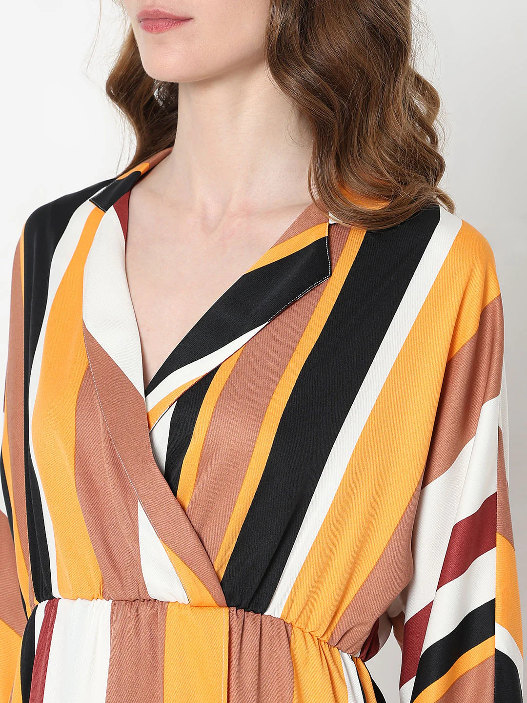 White Striped Mock Wrap Dress - Image 8