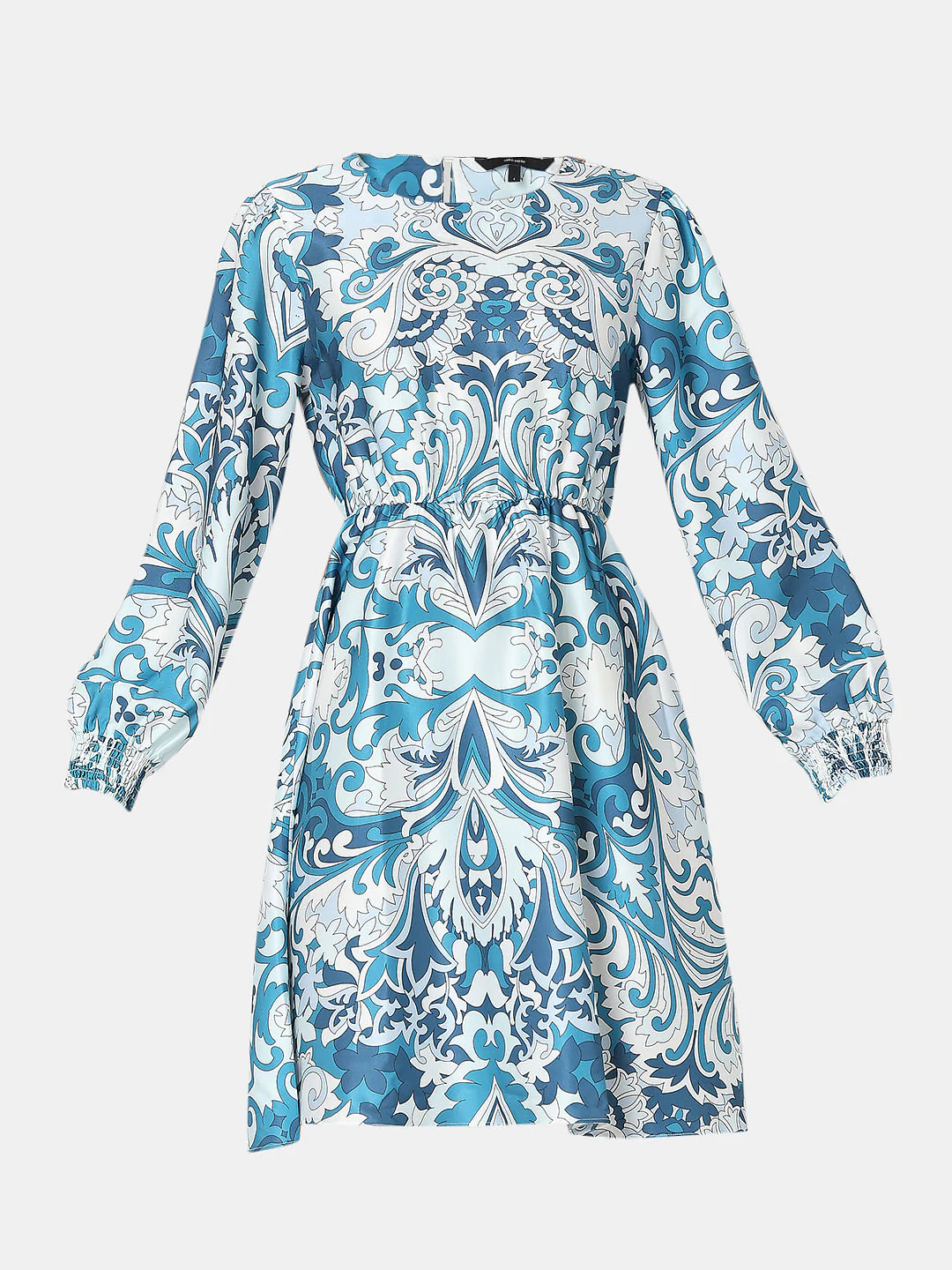 Blue Printed Fit & Flare Dress - Image 7