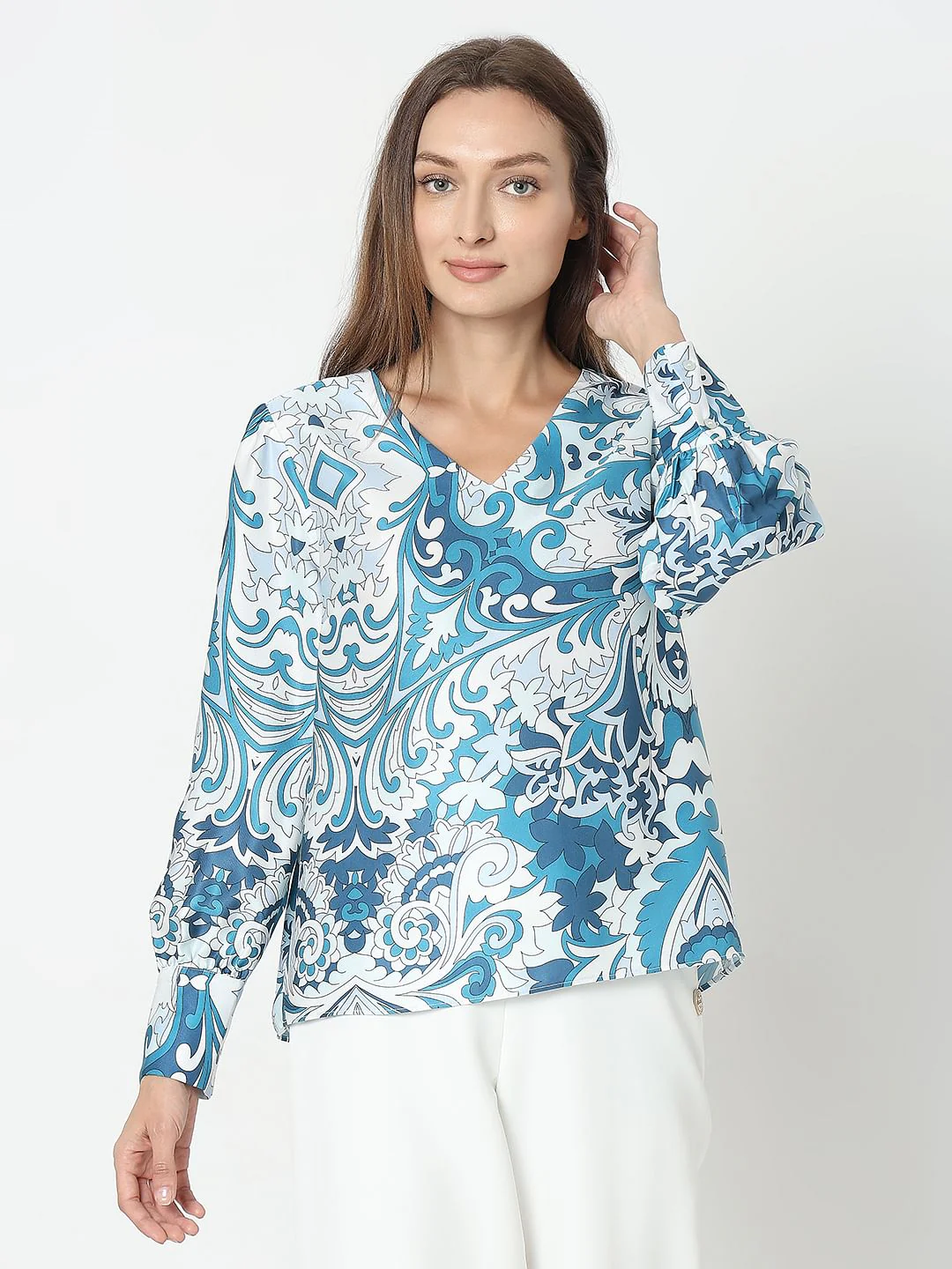 Blue Printed Top - Image 2