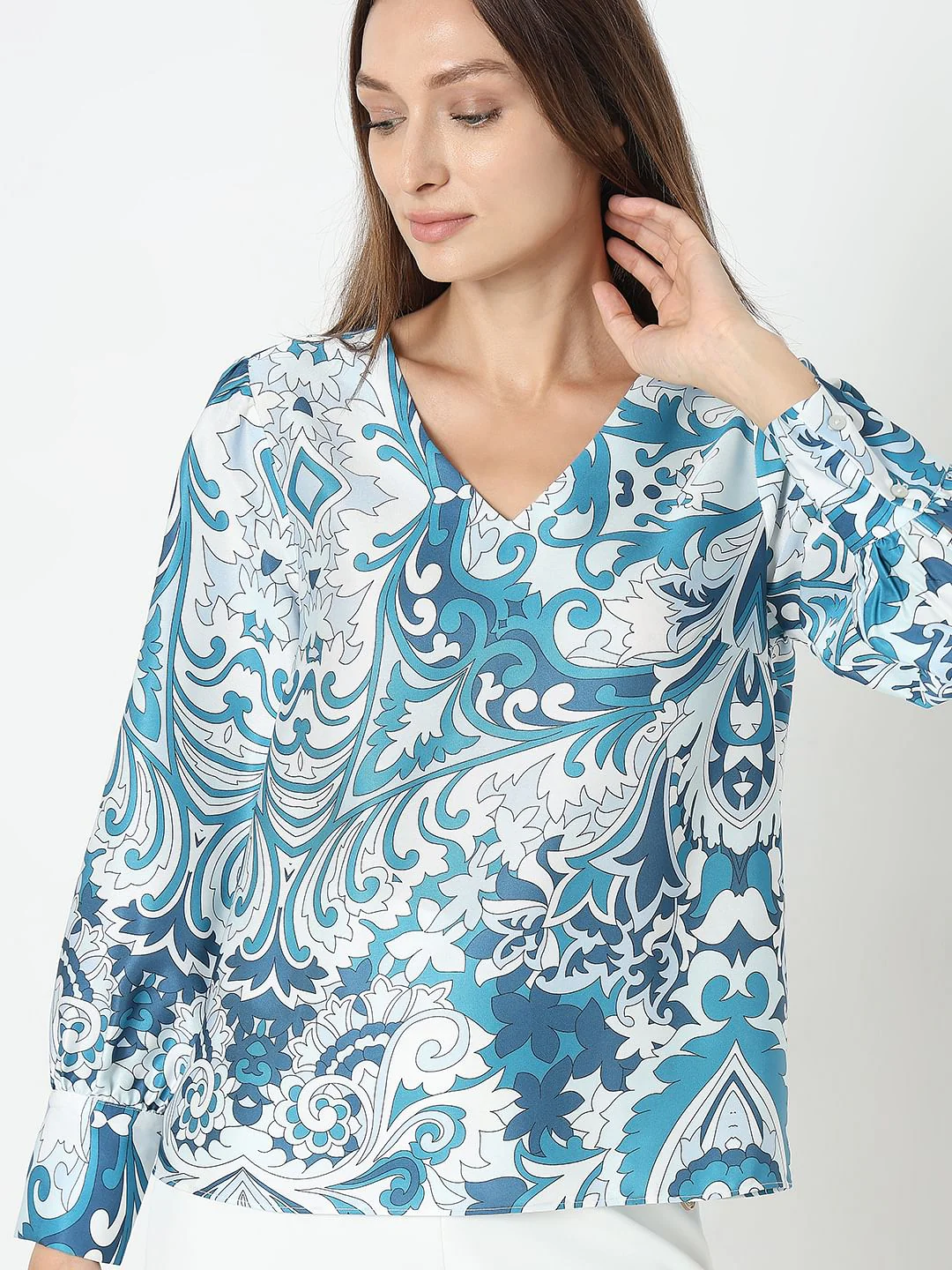 Blue Printed Top - Image 6