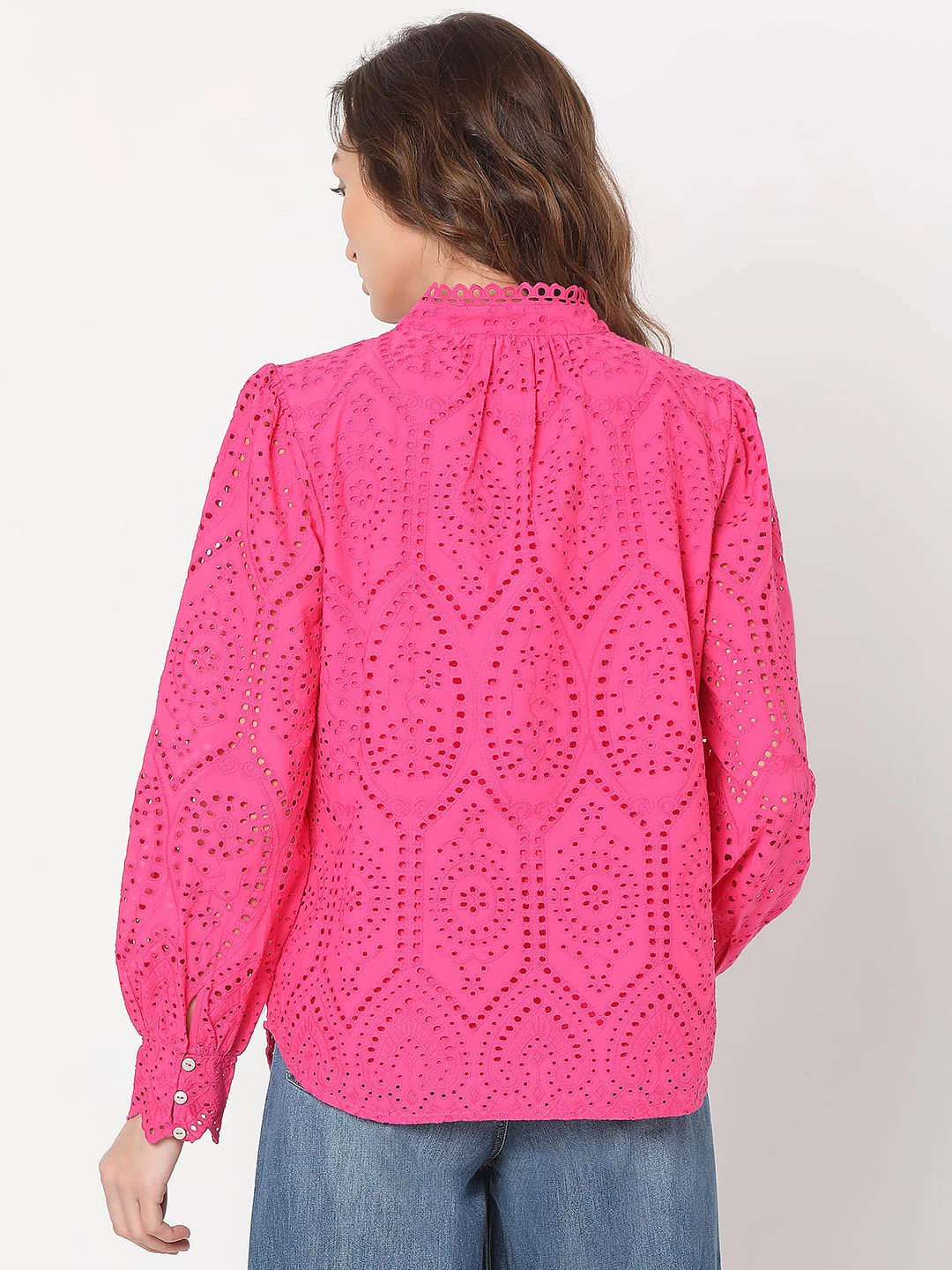 Pink Schiffli Cotton Shirt - Image 4