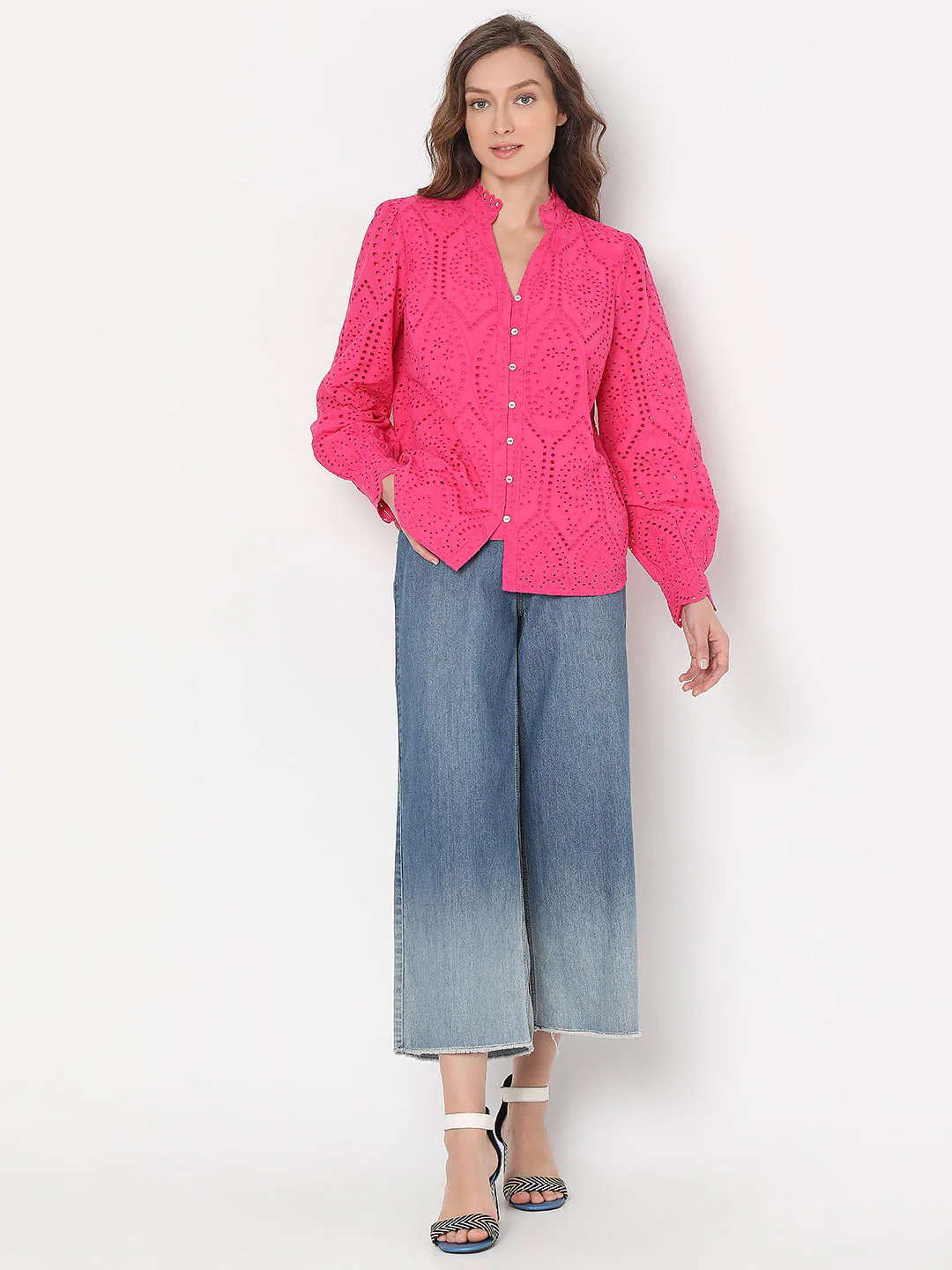 Pink Schiffli Cotton Shirt - Image 5
