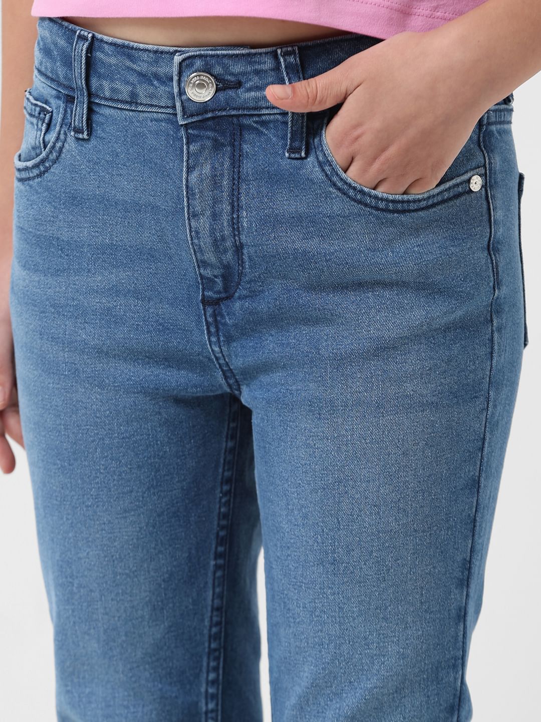 Girl Blue Mid Rise Bootcut Jeans - Image 4
