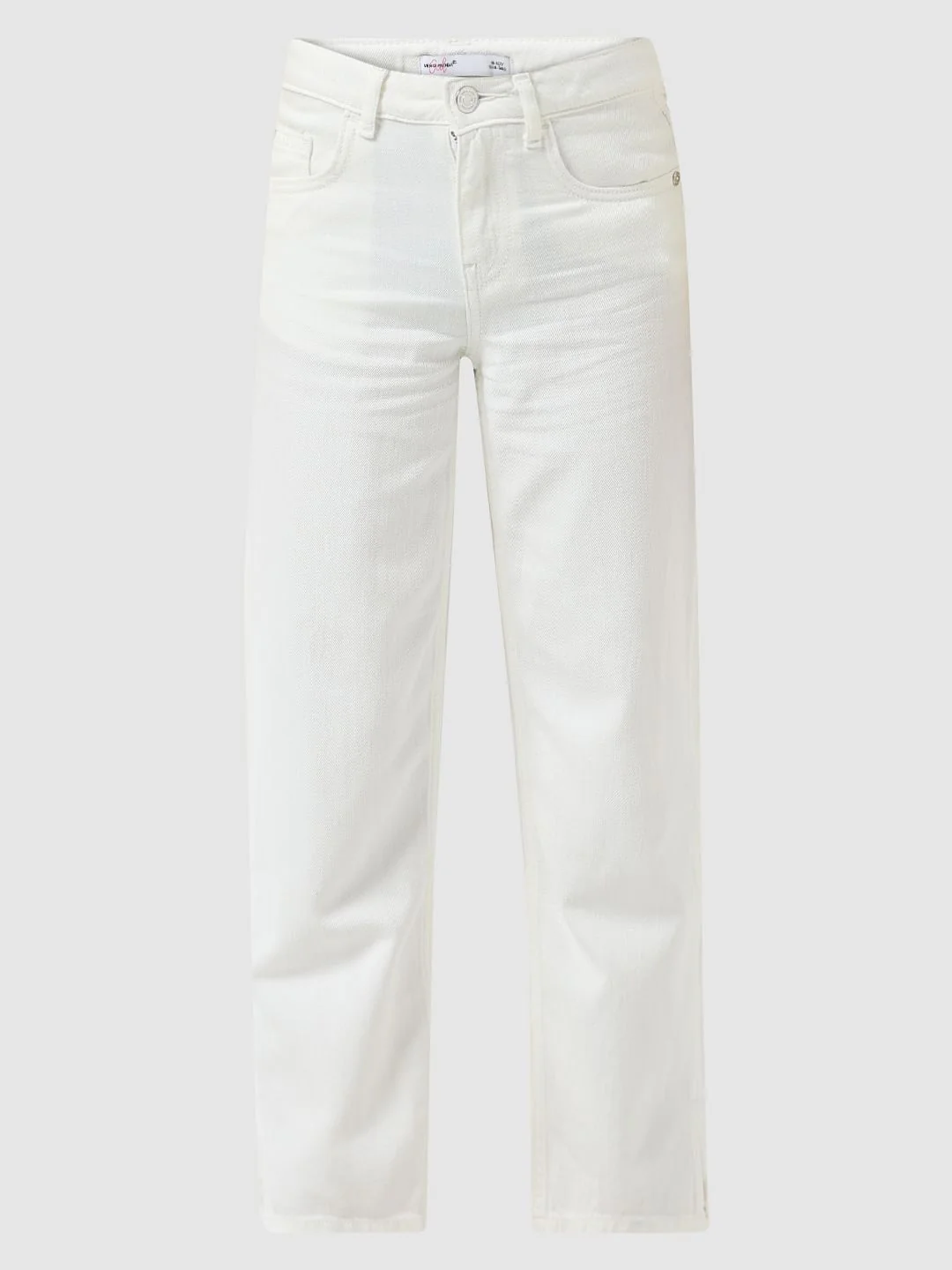 Girl White Cotton Wide Leg Jeans - Image 5