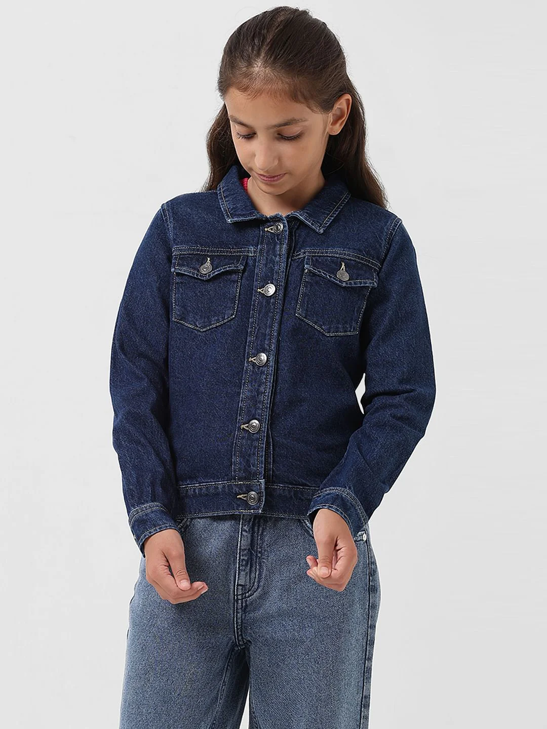Girl Dark Blue Denim Jacket - Image 2