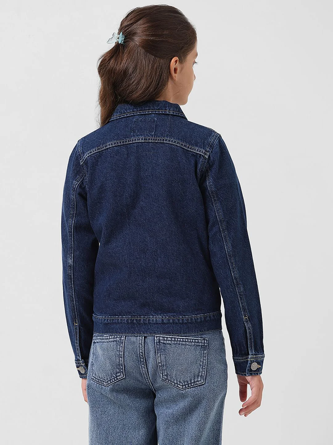 Girl Dark Blue Denim Jacket - Image 3