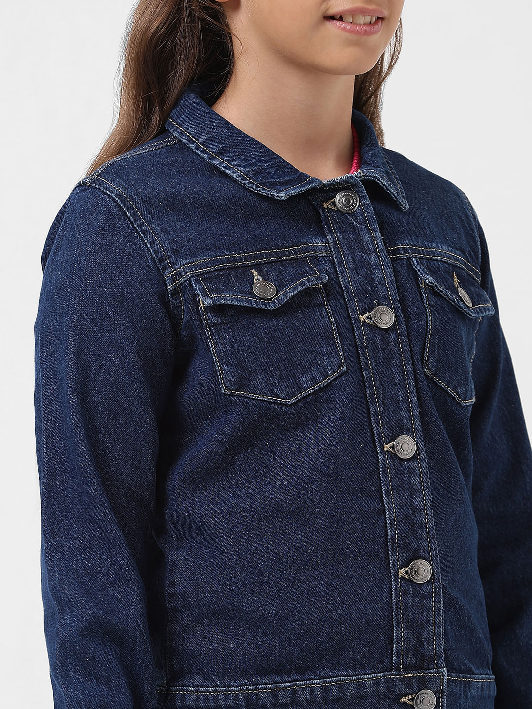 Girl Dark Blue Denim Jacket - Image 4