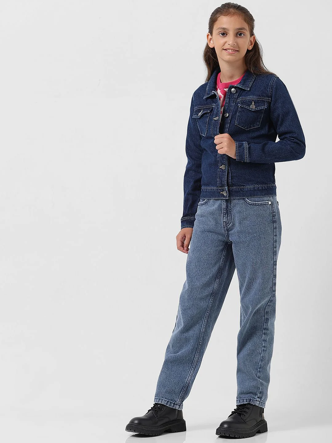 Girl Dark Blue Denim Jacket - Image 5