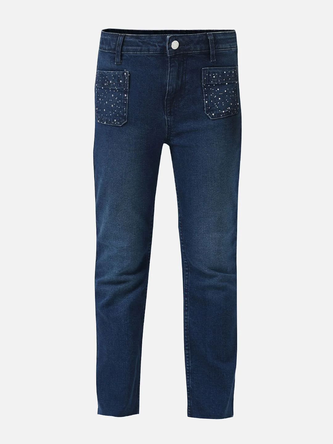 Girl Blue High Rise Straight Fit Jeans - Image 5