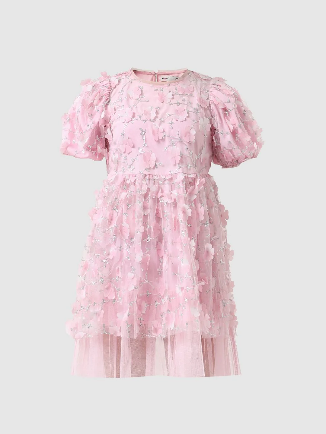 Girl Pink Floral Print Fit & Flare Dress - Image 6