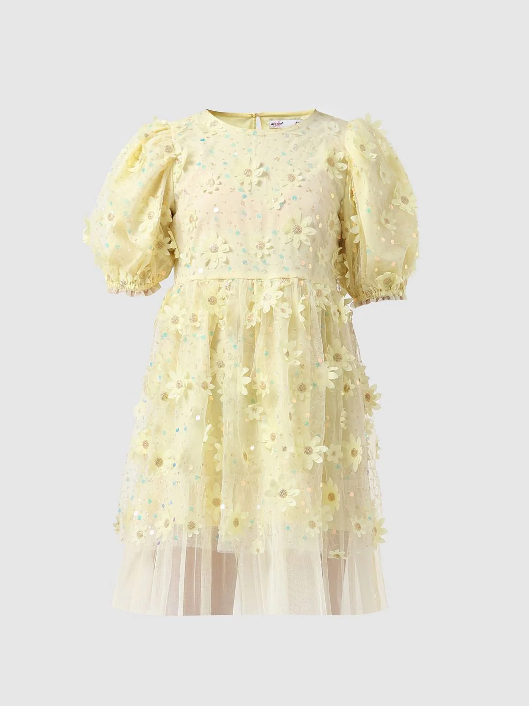 Girl Yellow Floral Print Fit & Flare Dress - Image 6