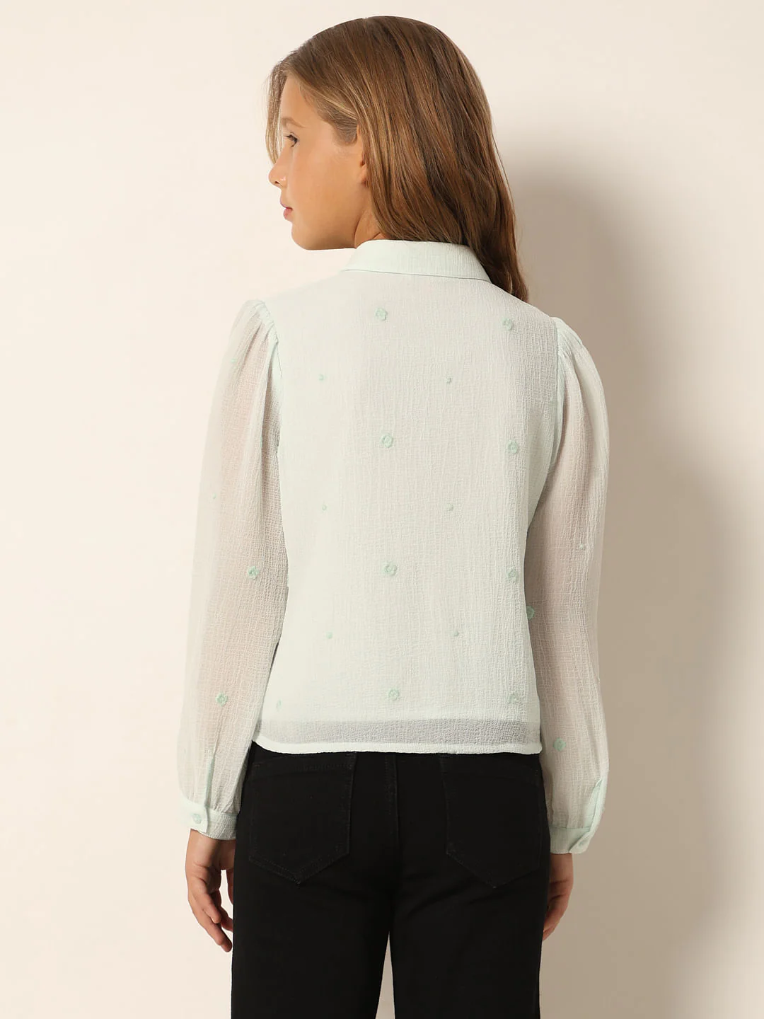 Light Green Embroidered Shirt - Image 3