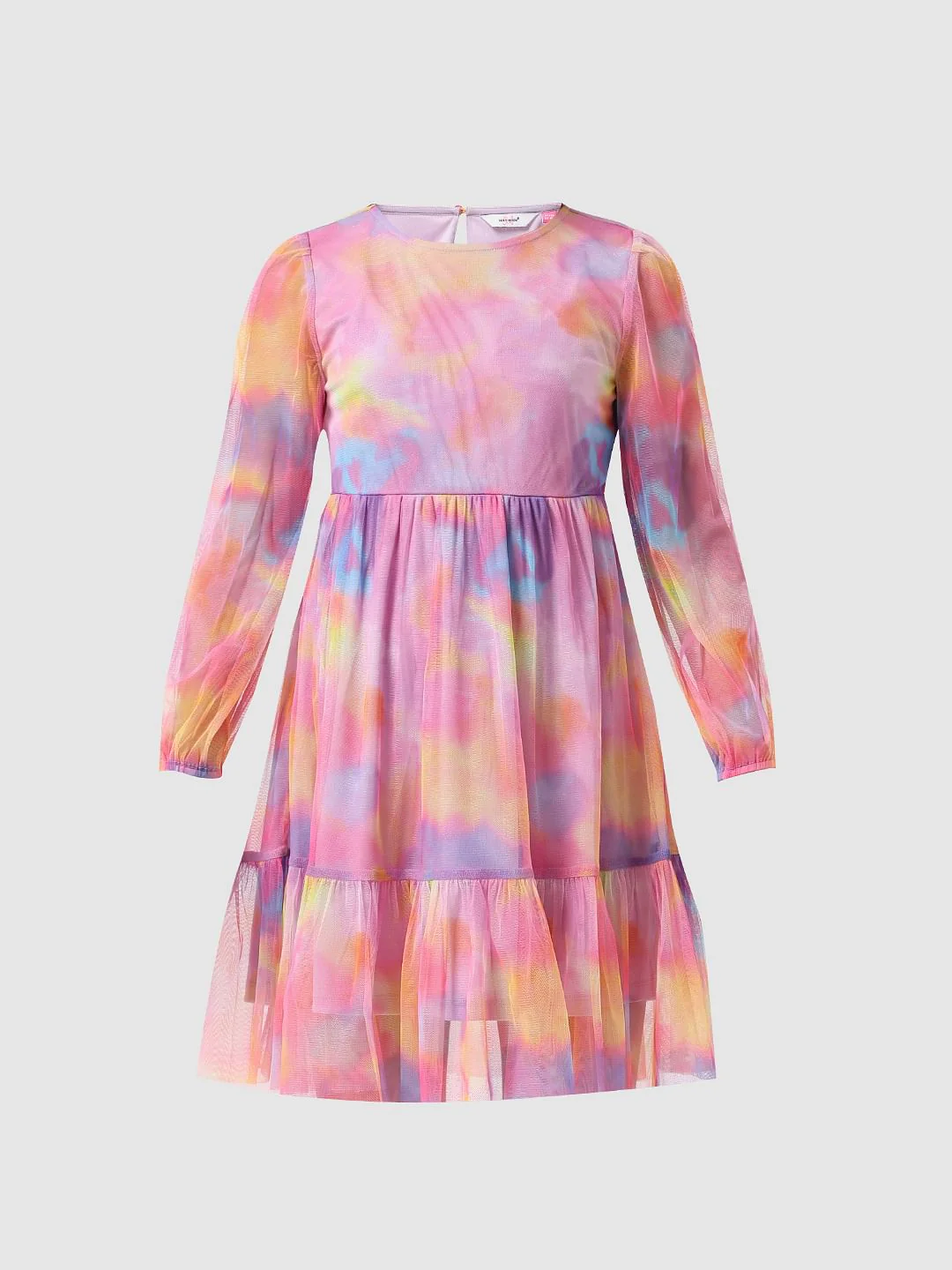 Girl Pink Tie & Dye Fit & Flare Dress - Image 6