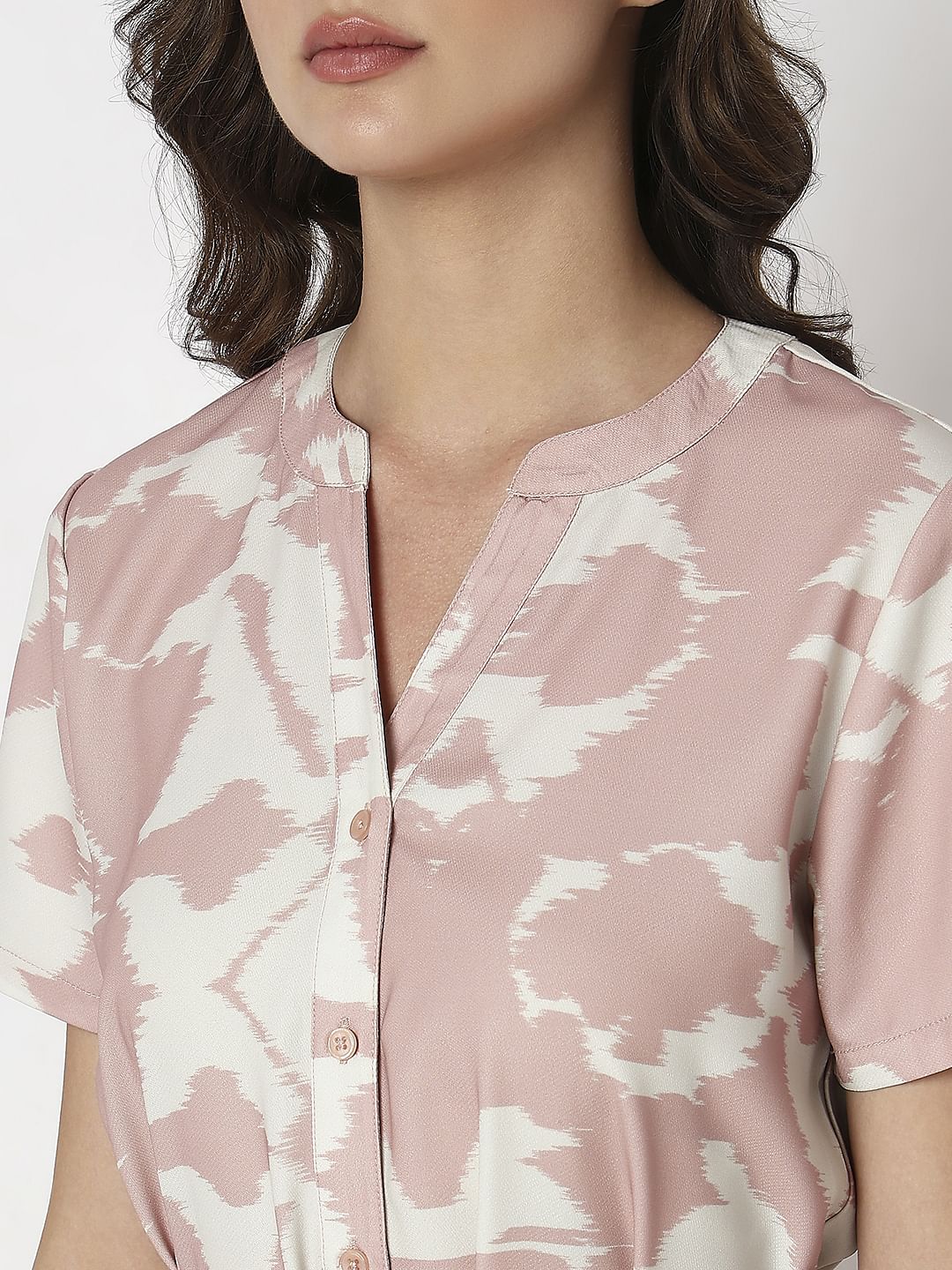 Pink Printed Midi Shirt Dress - Image 7