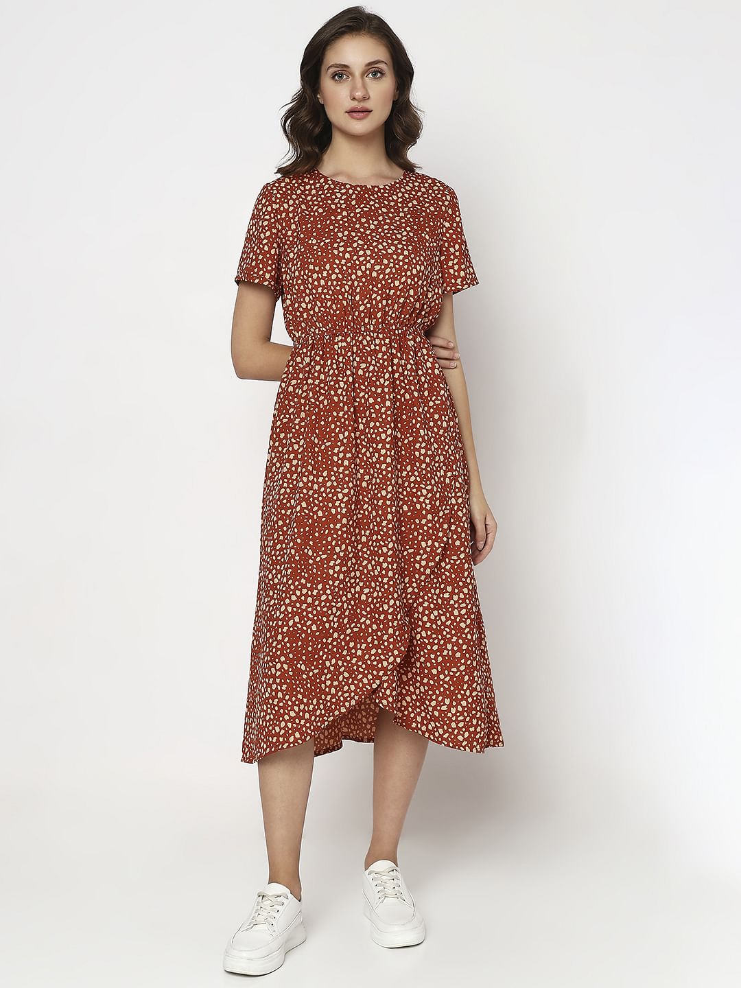Orange Printed Midi Dress - Image 2
