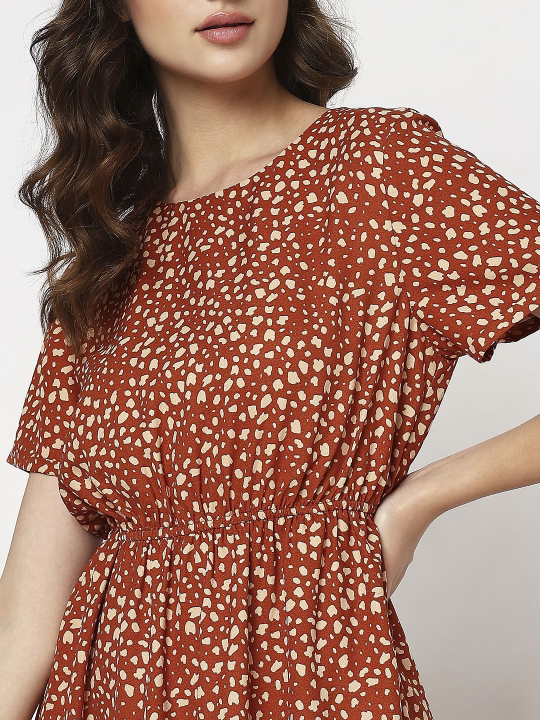Orange Printed Midi Dress - Image 5