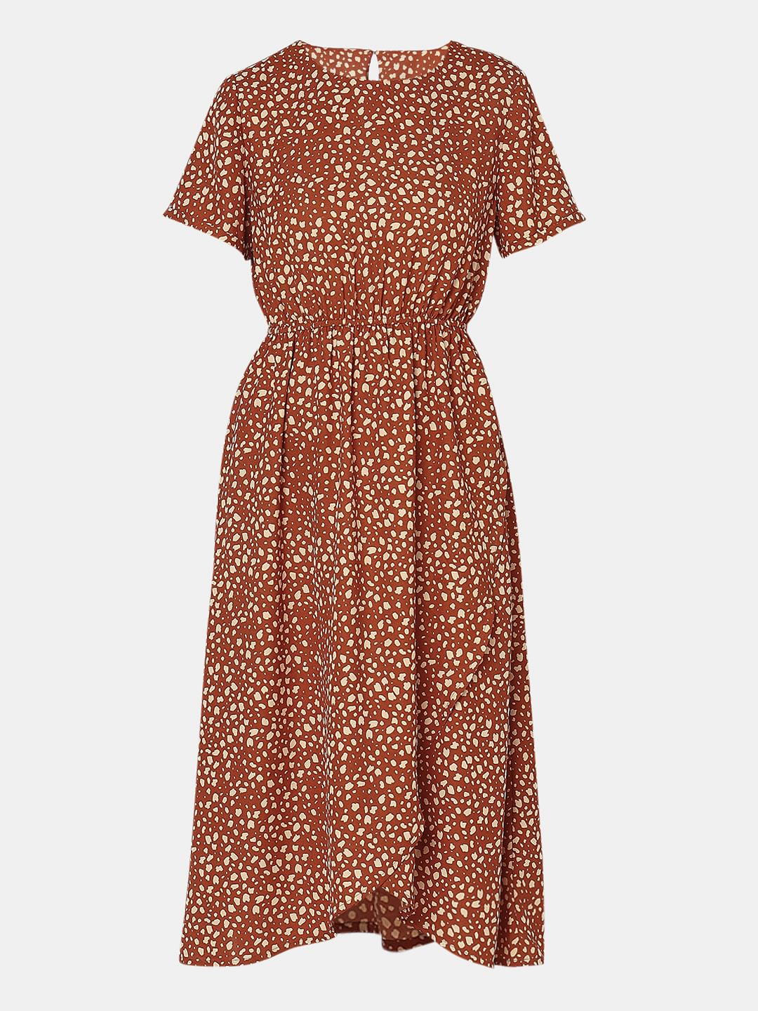 Orange Printed Midi Dress - Image 6
