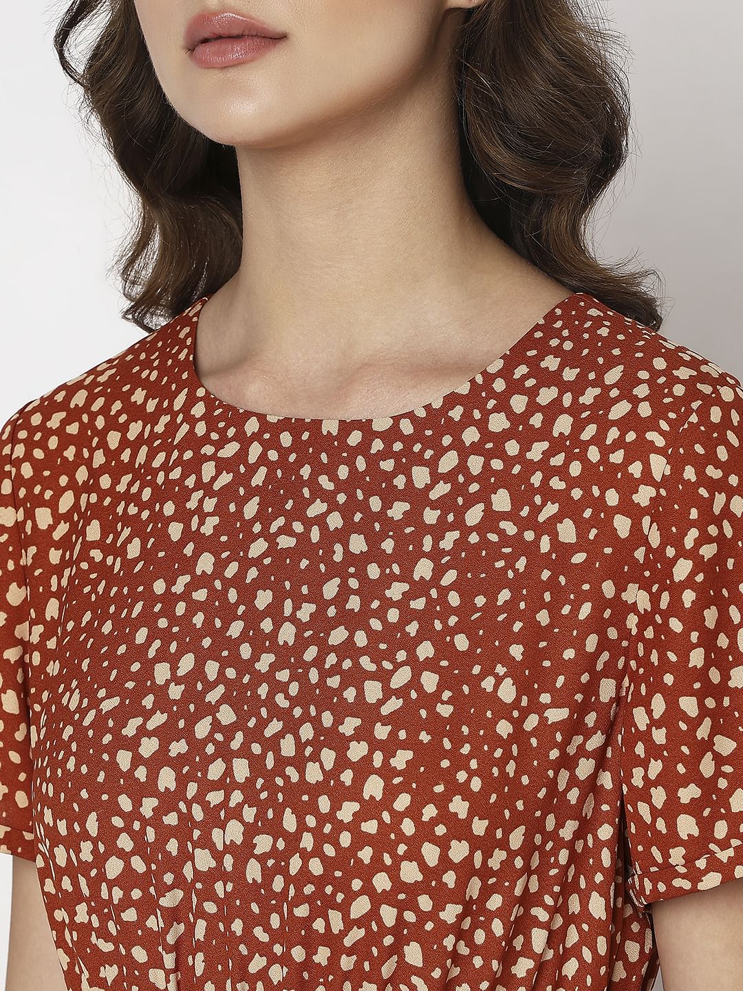 Orange Printed Midi Dress - Image 7
