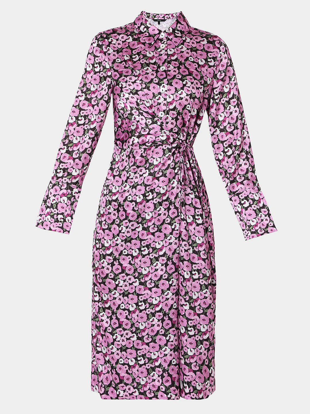Purple Floral Print Shirt Dress - Image 6
