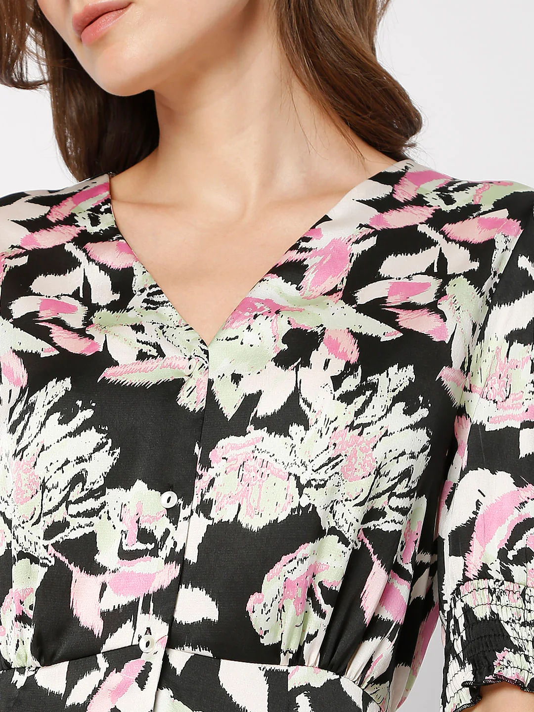 Black Floral Fit & Flare Dress - Image 6