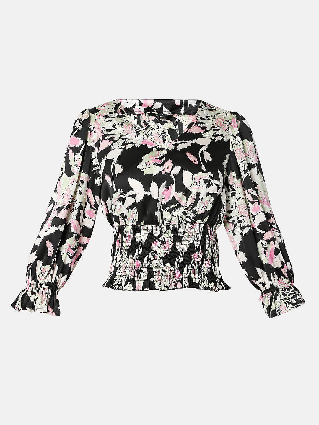 Black Floral Smock Co-Ord Set Top - Image 7