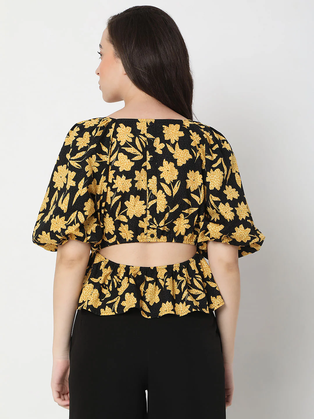 Black Floral Print Top - Image 4
