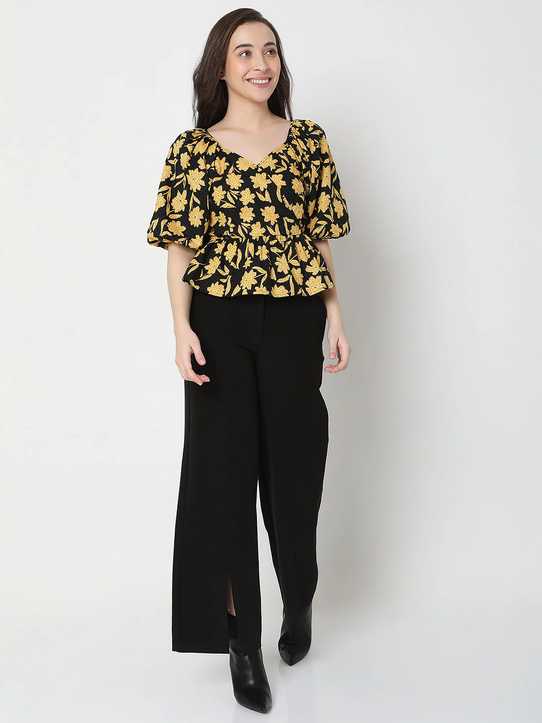 Black Floral Print Top - Image 5