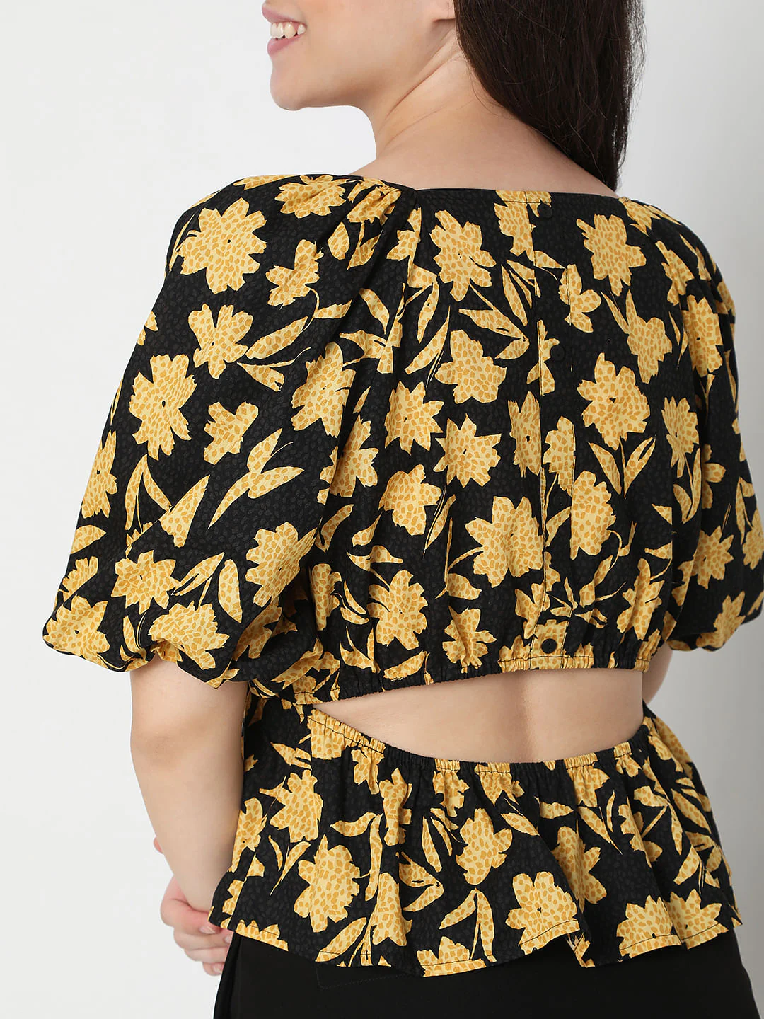 Black Floral Print Top - Image 6